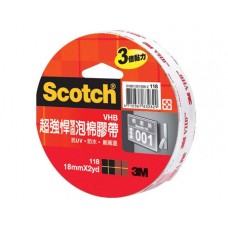 《3M》Scotch 18mm雙面泡棉膠帶 118(卷)